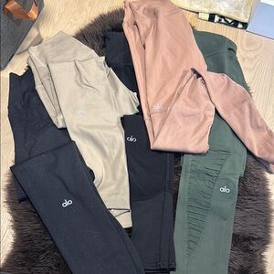 Alo Yoga Leggings Set - Black, Tan, Pink, Green
